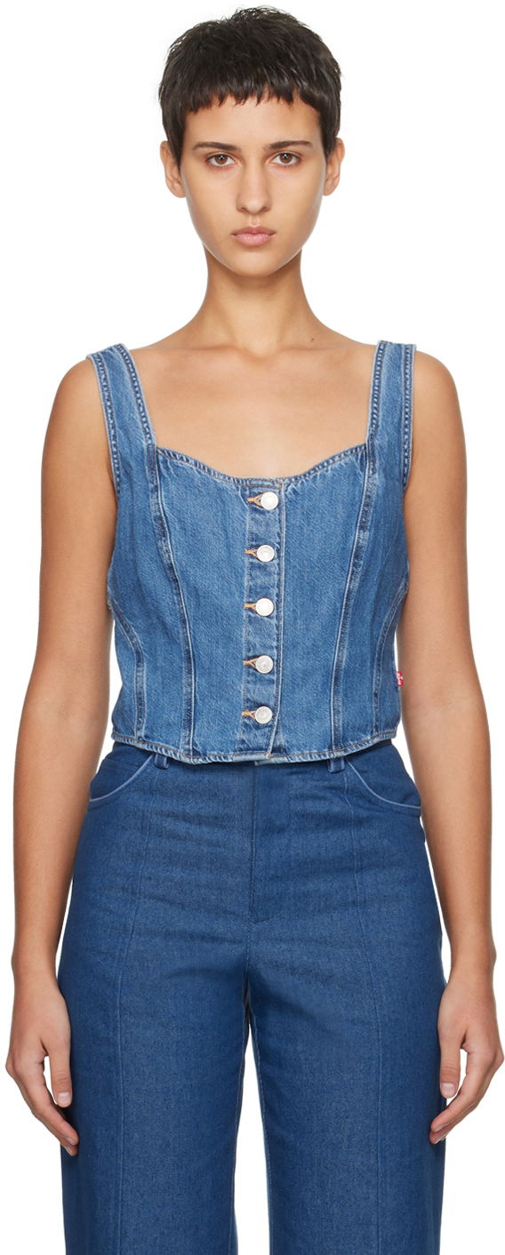 Tielko Levi's Denim Tank Top Modrá | A7314-0001, 0