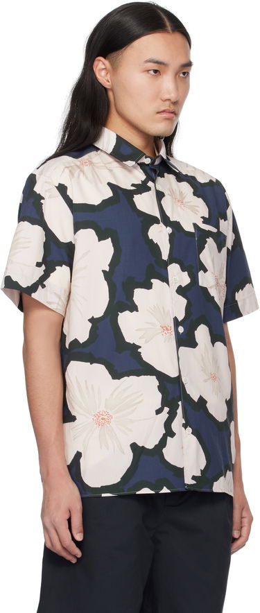 Košeľa A.P.C. Floral Print Short-Sleeve Shirt Modrá | COHEH-H12541, 1