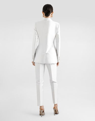Bunda Dolce & Gabbana Dolce & Gabbana Women's Double-breasted Silk Blazer Biela | F29QFTFU108W0001, 2