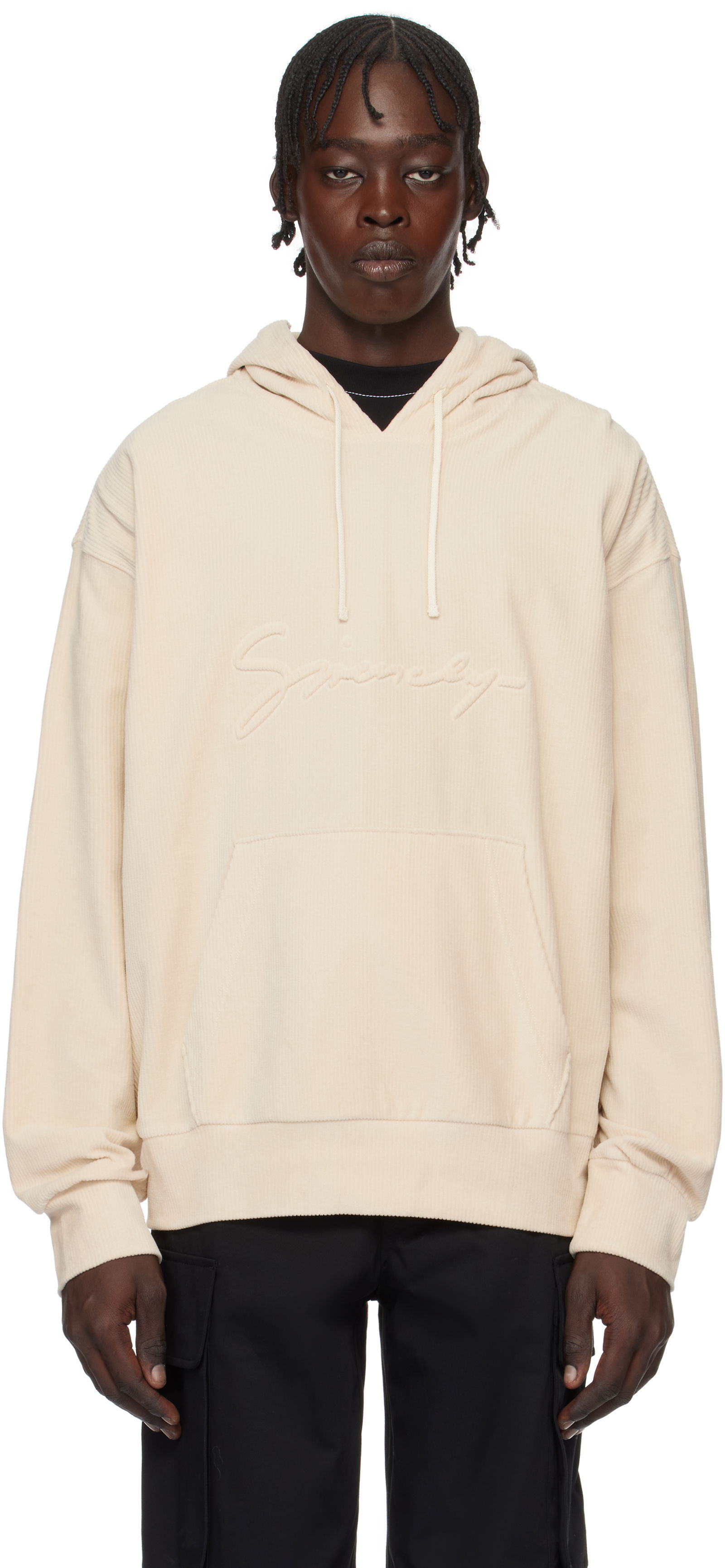 '' Embroidered Corduroy Hoodie