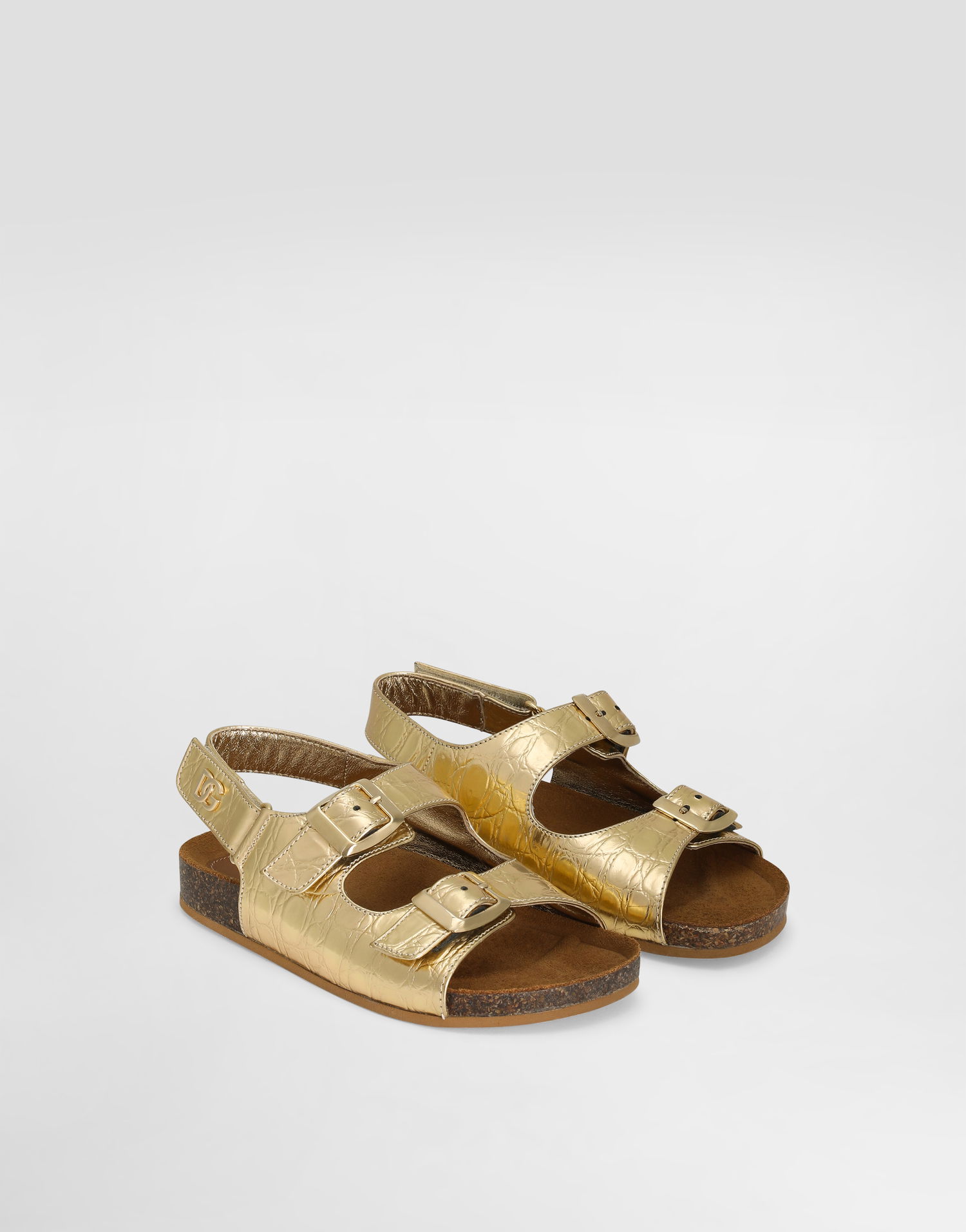 Tenisky a topánky Dolce & Gabbana Crocodile-Print Calfskin Sandals With Logo Metalická | D11320AU1388H944, 1