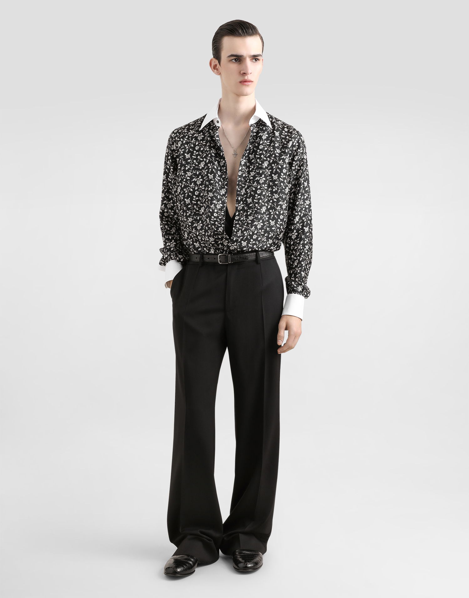 Košeľa Dolce & Gabbana Dolce & Gabbana Silk Shirt with Floral Print Čierna | G5MM4ZIS1X1HN5EV, 1