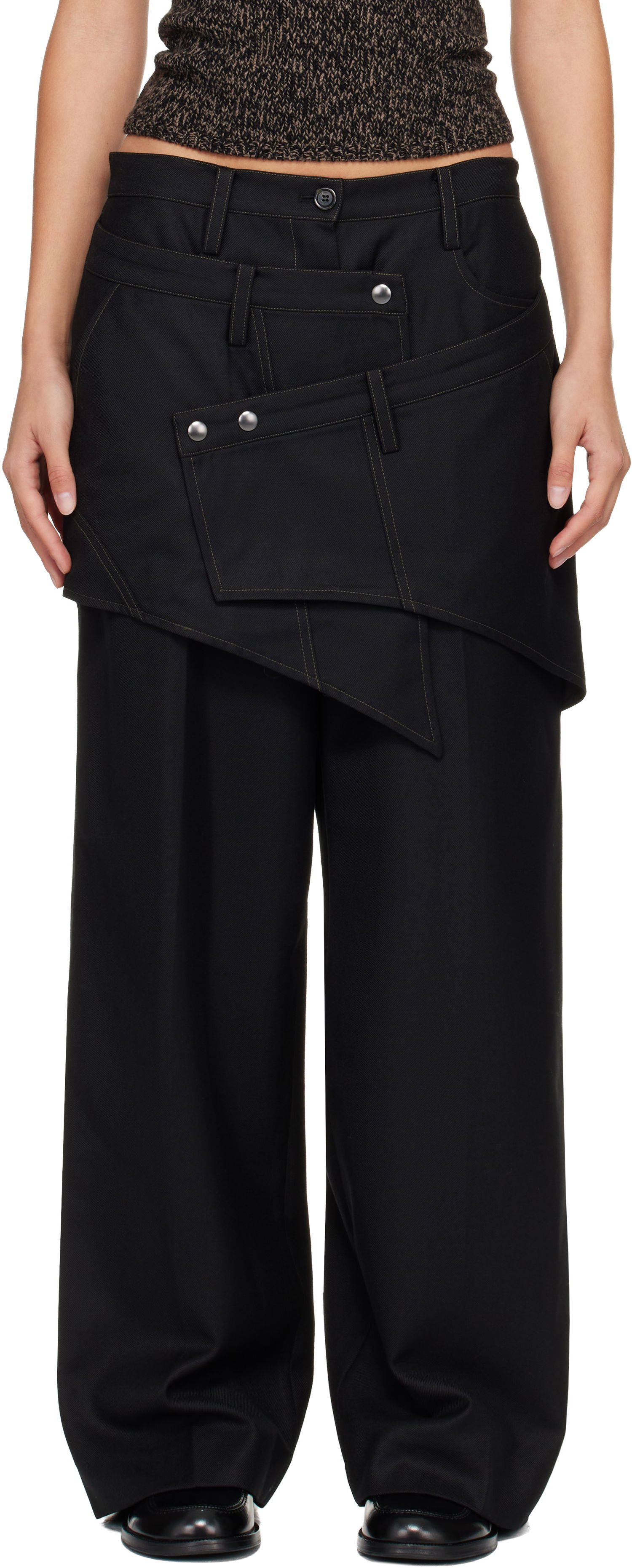 Nohavice Andersson Bell Crossover Wrap Tailored Trousers Čierna | apa862w, 0