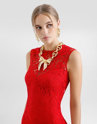 Šaty Dolce & Gabbana Dolce & Gabbana Floral Cordonetto Lace Sheath Dress Červená | F6TJTTHLMIIR0026, 3