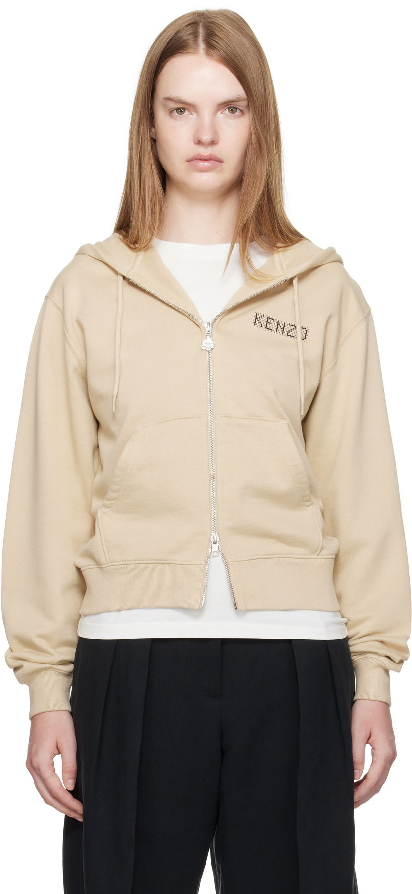 Mikina KENZO Kenzo 'KENZO City' Zip-Up Hoodie Béžová | FF62HO2514MF