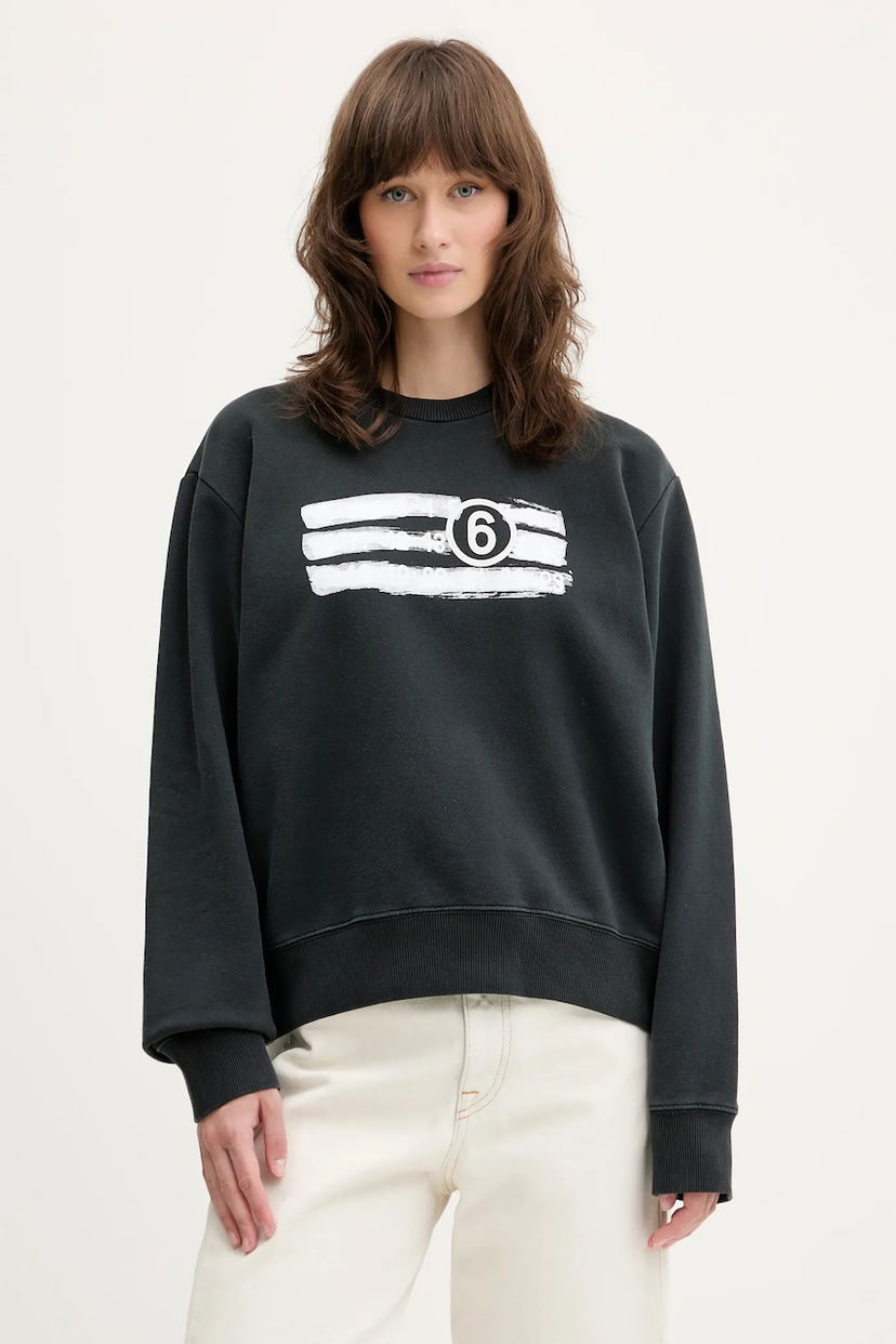 Mikina Maison Margiela MM6 Maison Margiela Graphic Print Crew Neck Sweatshirt Čierna | S62GU0139.M25004.900