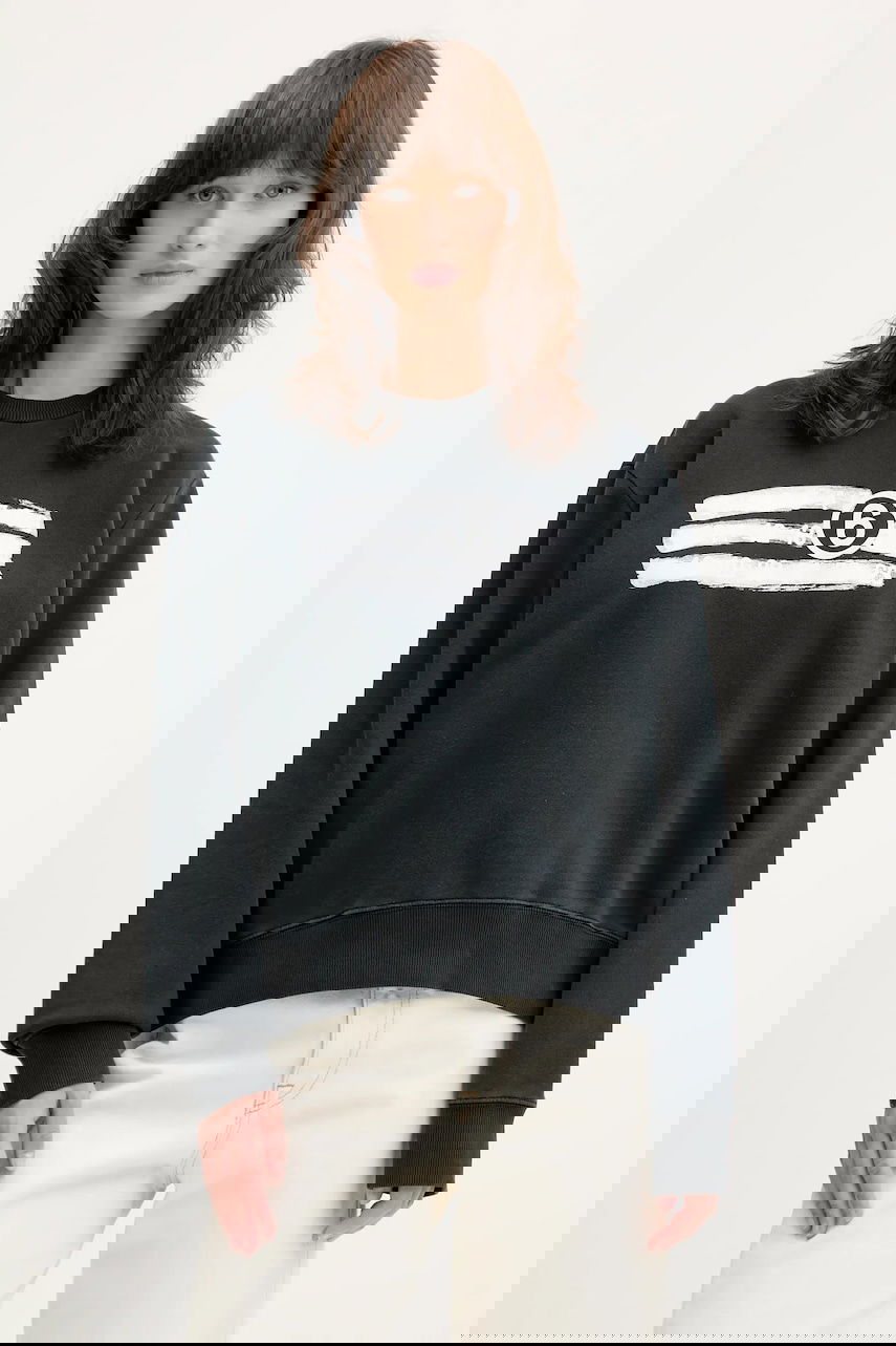 Mikina Maison Margiela MM6 Maison Margiela Graphic Print Crew Neck Sweatshirt Čierna | S62GU0139.M25004.900, 0