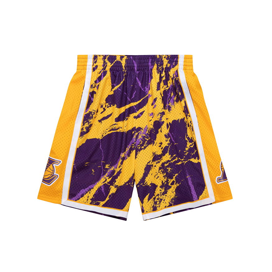 Šortky Mitchell & Ness NBA Los Angeles Lakers Team Marble Swingman Shorts Fialová | PFSW1279-LAL09PPPPTPR, 0