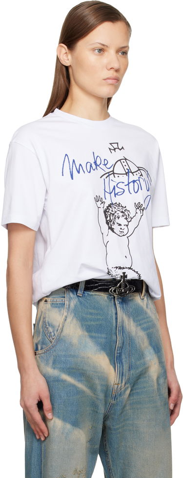 Tričko Vivienne Westwood Classic Make History! Baby Graphic T-shirt Biela | 3G010048-J001M-, 1