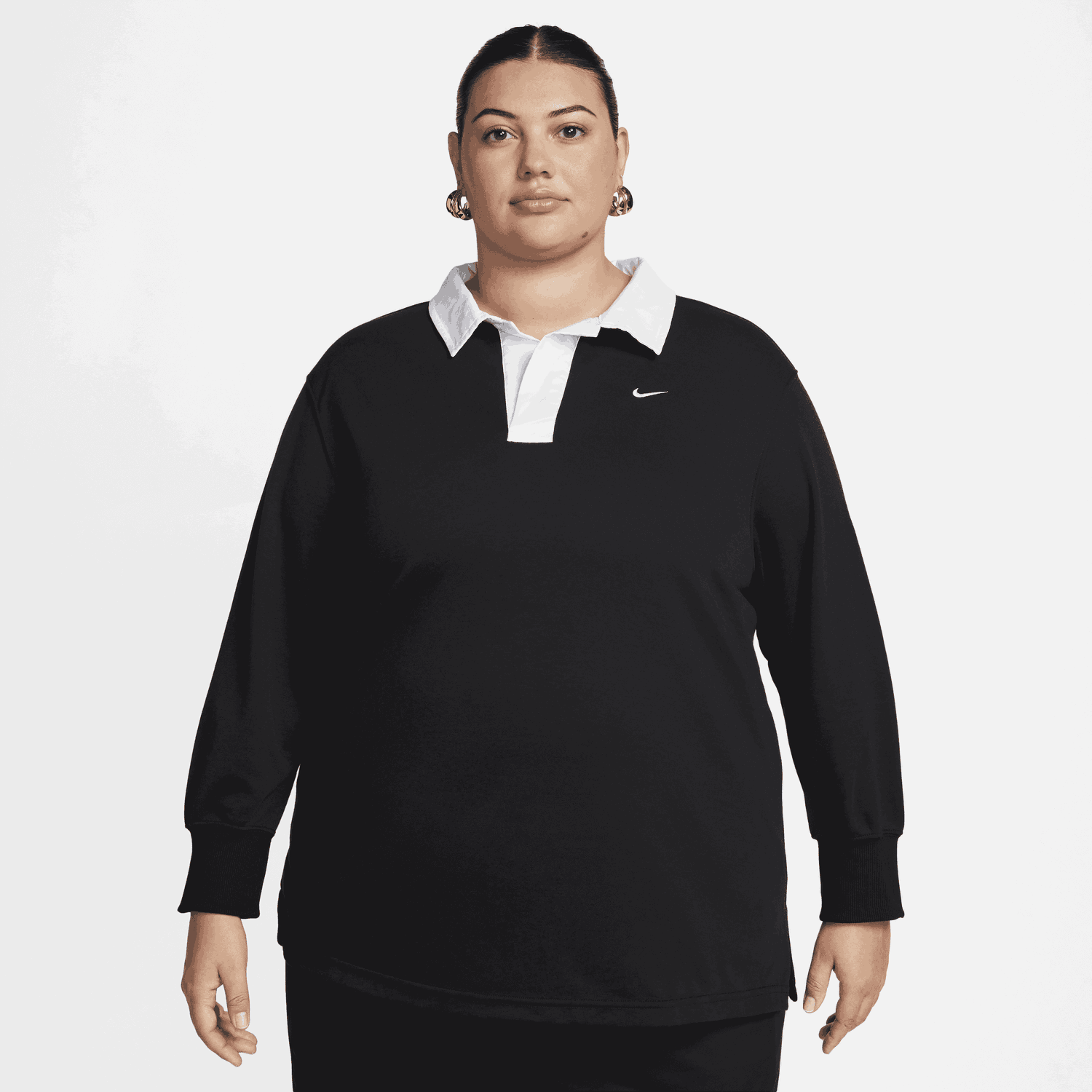 Polo tričko Nike Sportswear Essential Oversized Long-Sleeve Polo Čierna | FQ1341-010, 0