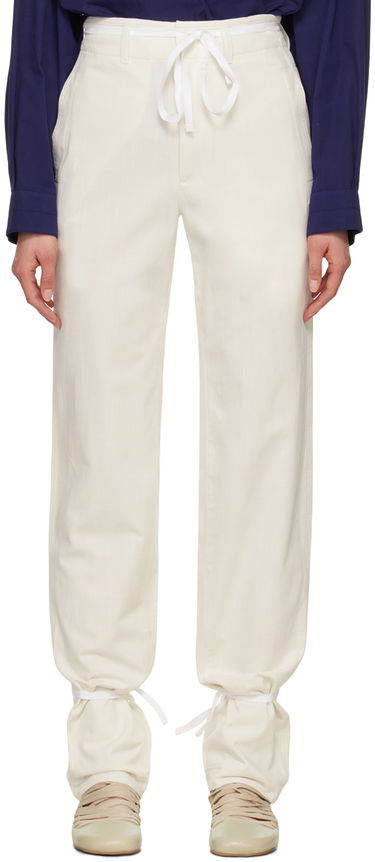 Nohavice LEMAIRE Straight Leg Tie Hem Trousers Biela | PA1098 LF1253, 0