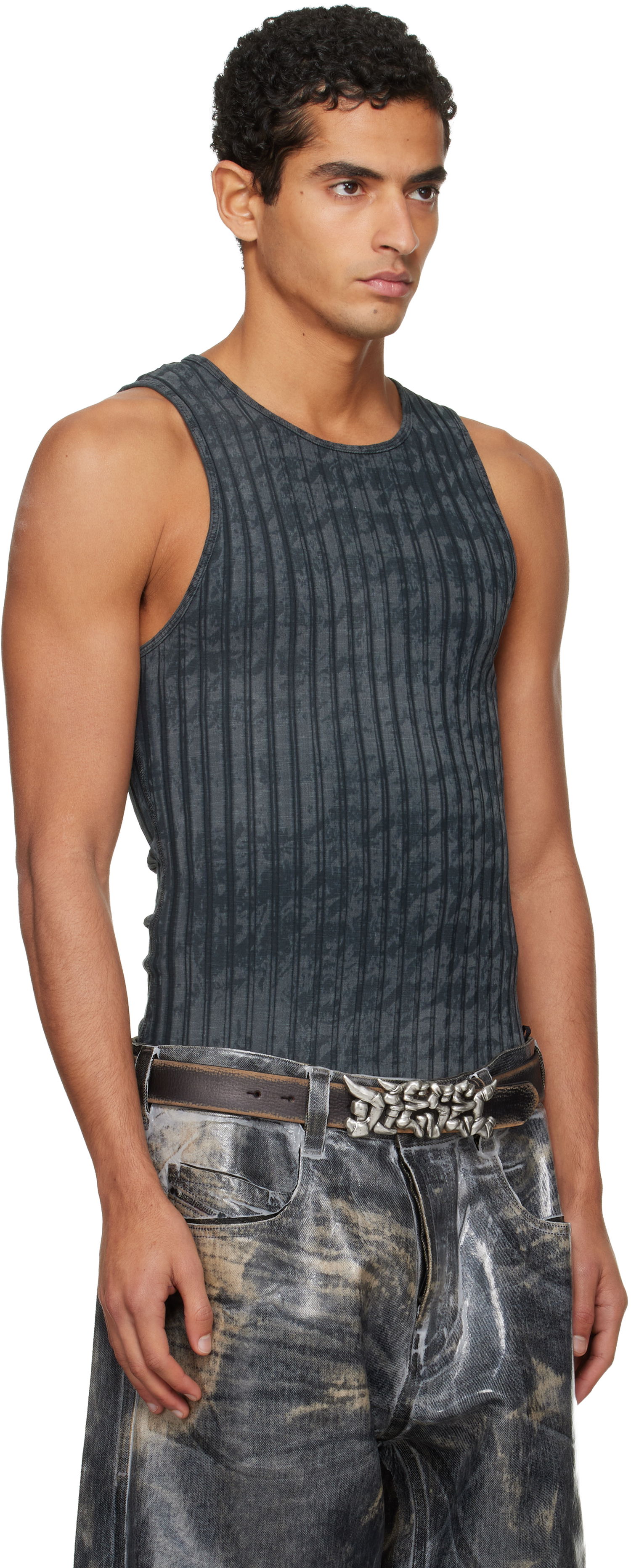 Tielko Diesel Ribbed Distressed Tank Top Šedá | A21587-0QKBU-02A, 1