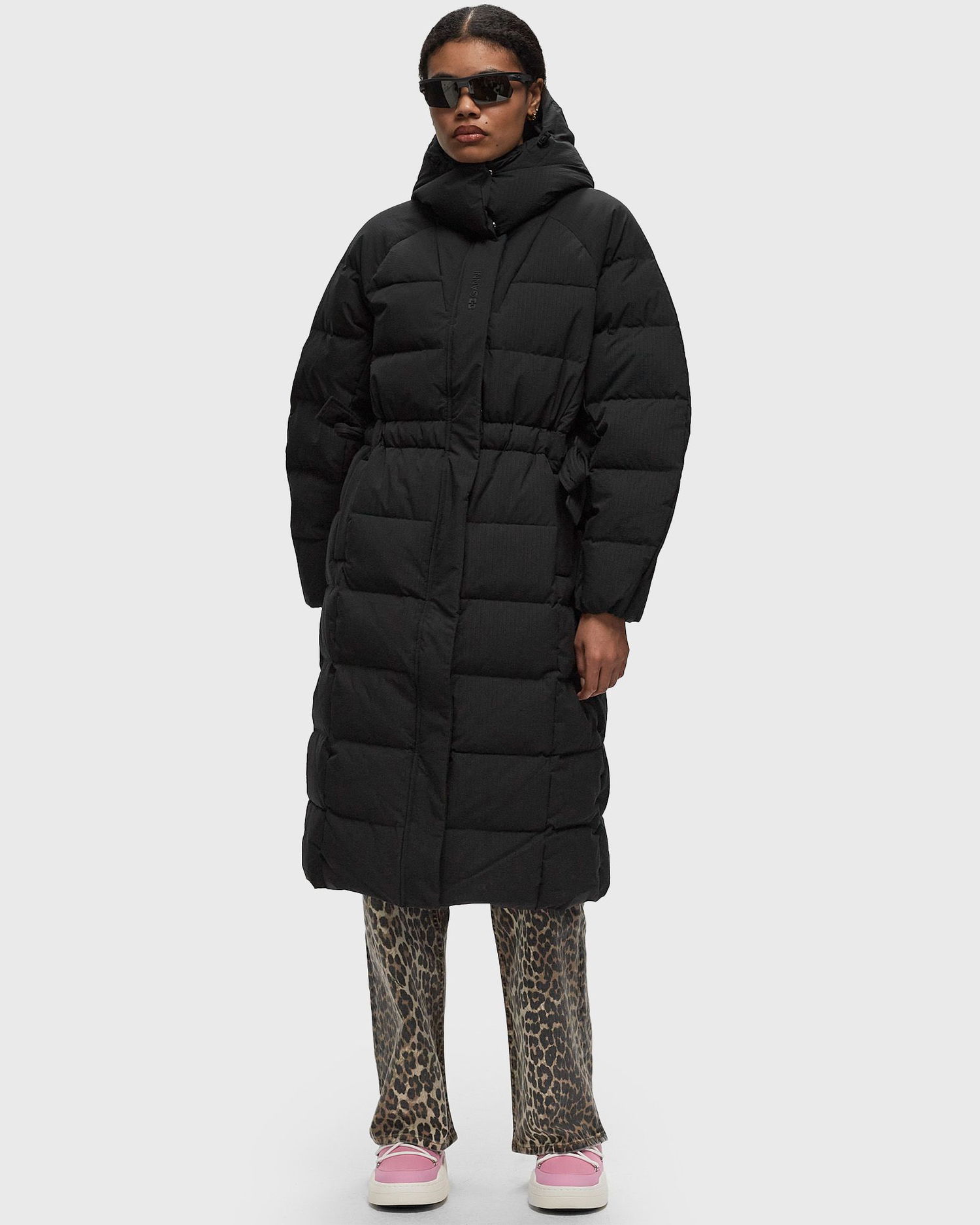 Prešívaná bunda GANNI Tech Seersucker Puffer Coat With Hood Čierna | F9688-099, 1