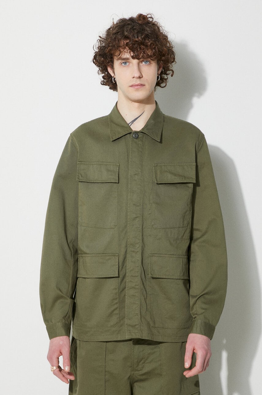 Bunda Universal Works Universal Works MW Fatigue Jacket, Regular Fit Zelené | 166.LIGHT.OLIVE, 0