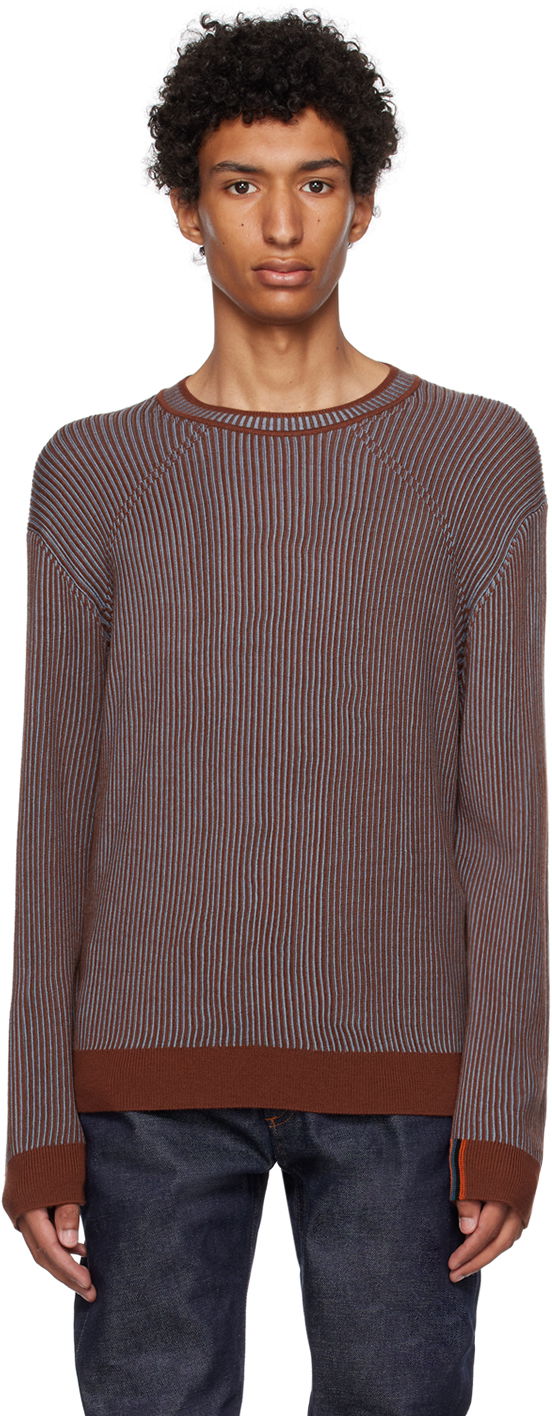 Sveter Paul Smith Paul Smith Crewneck Ribbed Knit Sweater Hnedá | M1R-270Y-L02095, 0