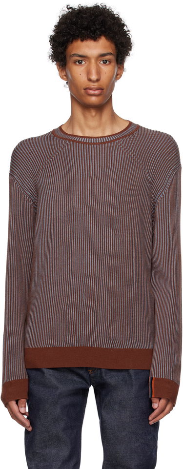 Sveter Paul Smith Paul Smith Crewneck Ribbed Knit Sweater Hnedá | M1R-270Y-L02095, 0