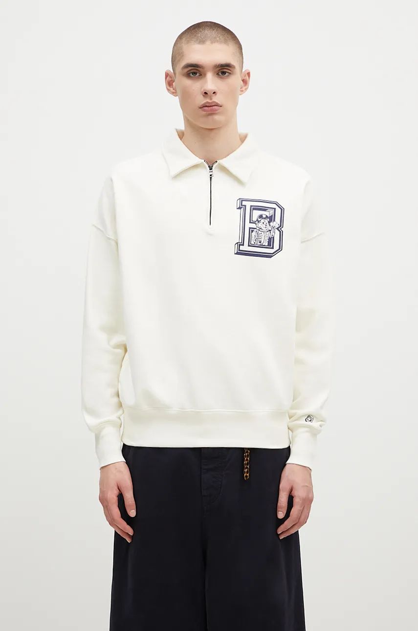 Polo tričko BILLIONAIRE BOYS CLUB College Print Quarter Zip Sweatshirt Biela | B24343, 0