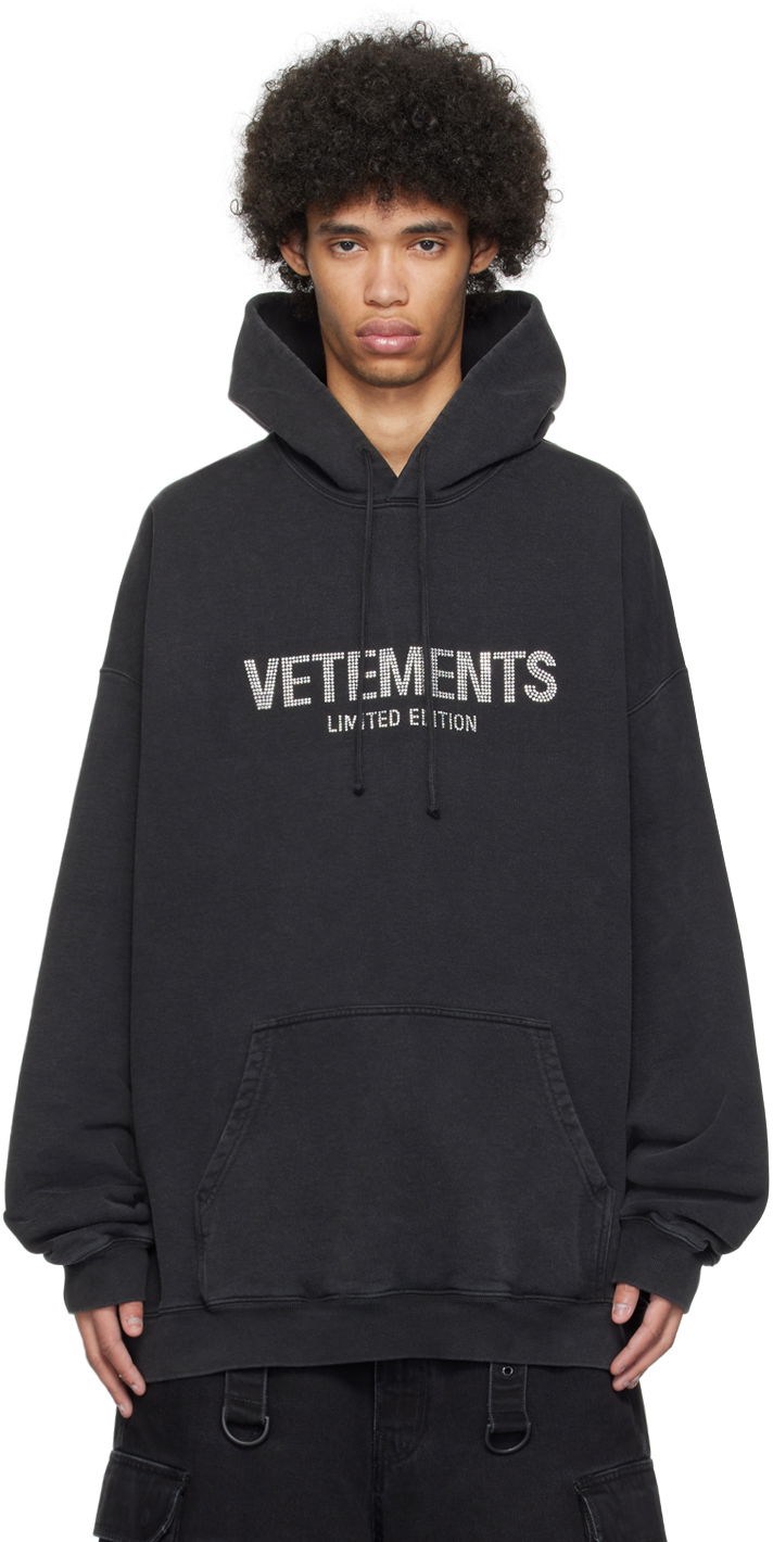 Mikina VETEMENTS Crystal-Cut Hoodie Čierna | UE64HD650B, 0