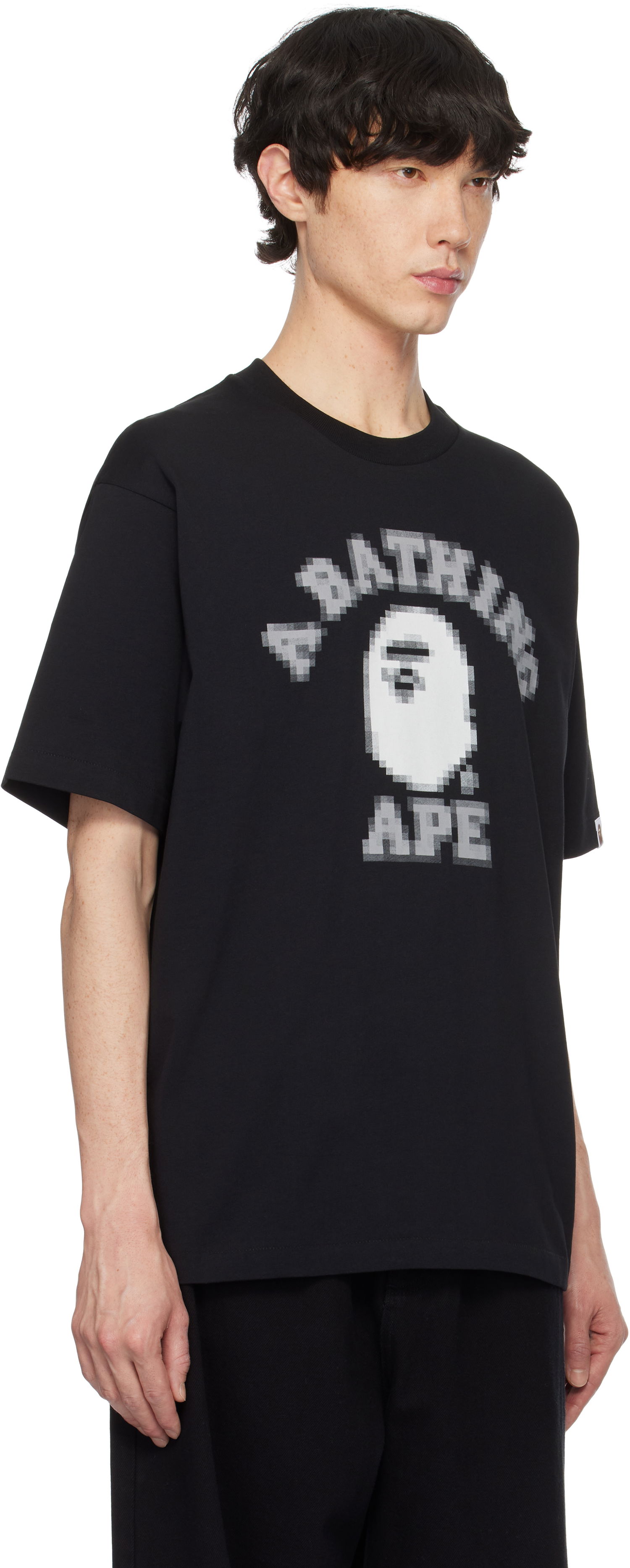 Tričko BAPE Pixal College Relaxed Fit T-Shirt Čierna | 001TEK801343M, 1
