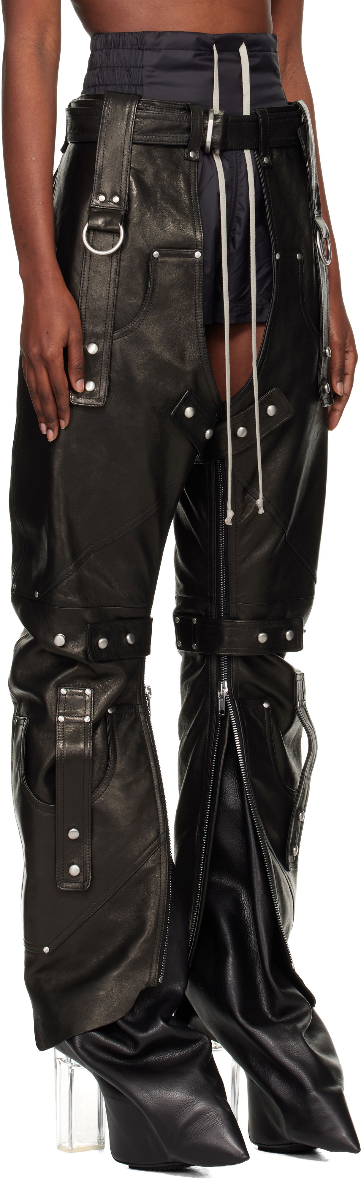 Nohavice Rick Owens Concordians Leo Prothmann Edition Chaps Leather Trousers Čierna | RO02E4436 LNV, 1