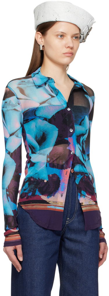 Košeľa Jean Paul Gaultier Jean Paul Gaultier Roses Print Mesh Shirt Modrá | 24/25-U-CH013-T547-275020, 1