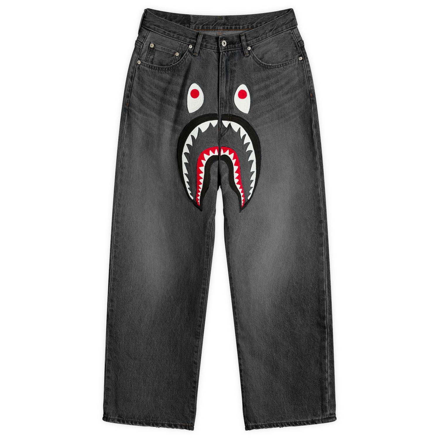 Džínsy BAPE Shark Loose Fit 13oz Jeans, Size Small Čierna | 001DPL801006M-BLK, 1
