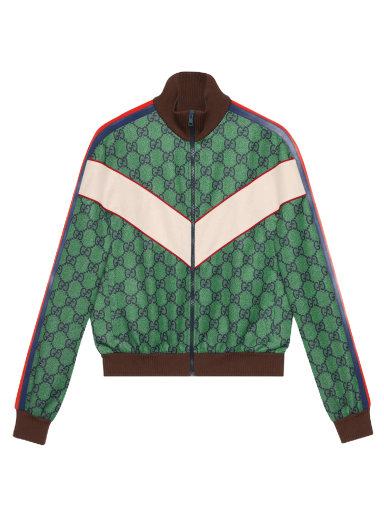 Bunda Gucci Jersey Zip Jacket With Web Zelené | 653367 XJDF0 3305