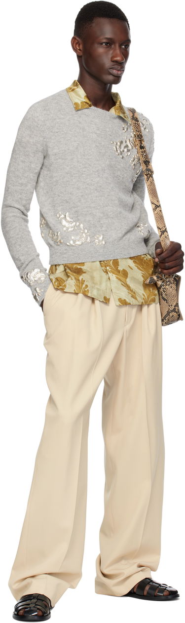 Sveter Dries Van Noten Dries Van Noten Hardware Embroidered Sweater Šedá | 251-021221-1703, 3