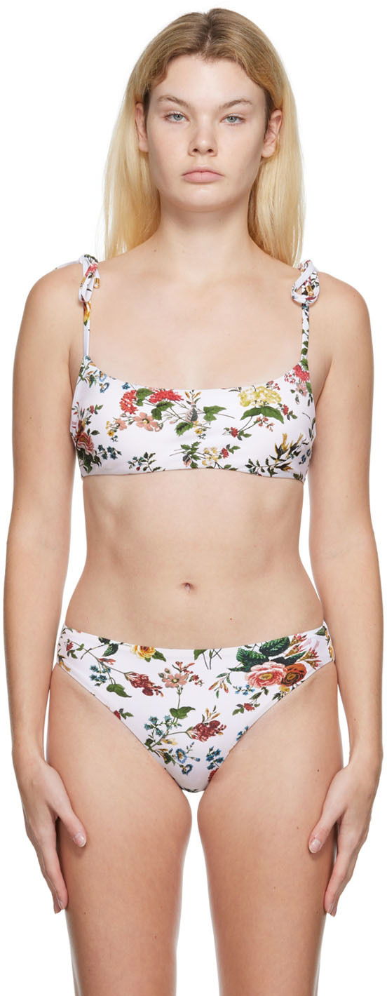 Plavky Erdem Erdem Thea Floral Print Bikini Top Biela | VC22_3017SWV, 0