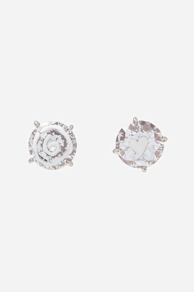 Náušnice Maison Margiela MM6 Maison Margiela Stud Earrings with Spiral and Heart Design Biela | SM7VG0086.P8372.971