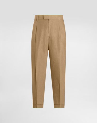 Nohavice Dolce & Gabbana Dolce & Gabbana Linen Pleated Cropped Trousers 56 Béžová | GP114TFU4MCM0453, 0