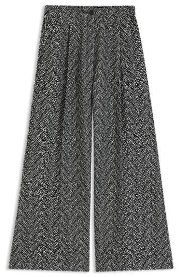 Nohavice BOSS Regular-fit wide-leg trousers in herringbone tweed Šedá | 50548286