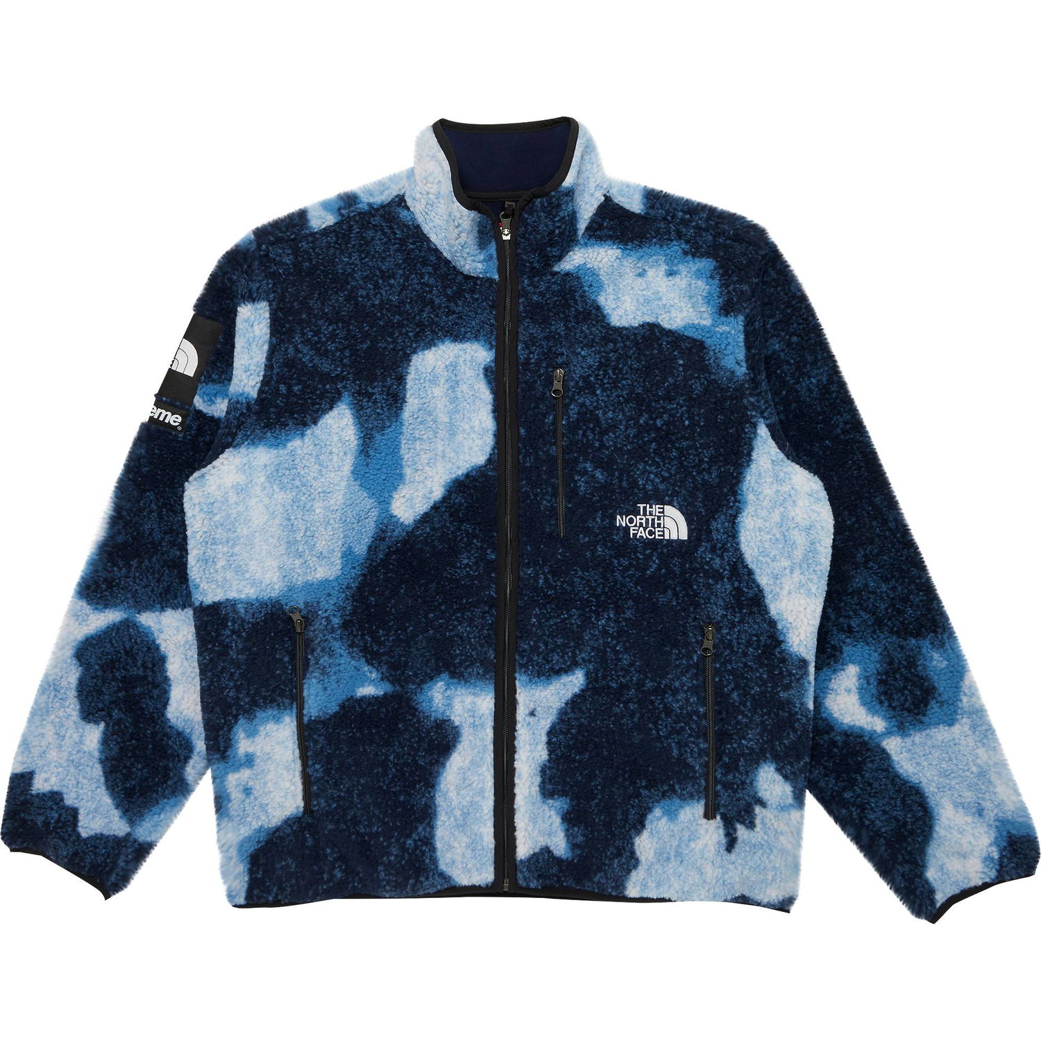 Bunda Supreme The North Face x Bleached Denim Print Fleece Jacket Modrá | FW21J57 INDIGO, 1