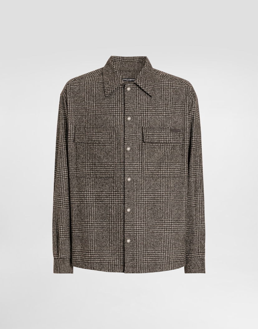 Košeľa Dolce & Gabbana Dolce & Gabbana Glen Plaid Alpaca Shirt Hnedá | G5MM6TFQMKDS8101