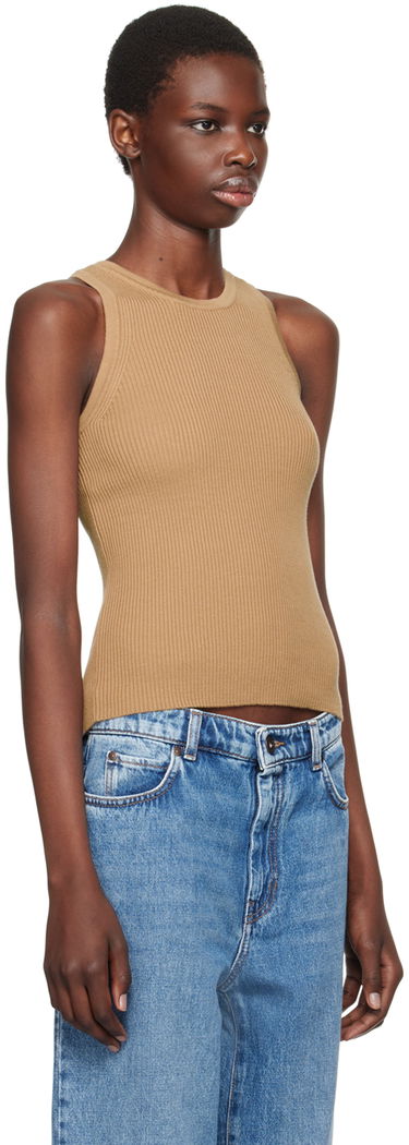 Tielko Max Mara Ribbed Knit Tank Top Béžová | 2429366081600, 4