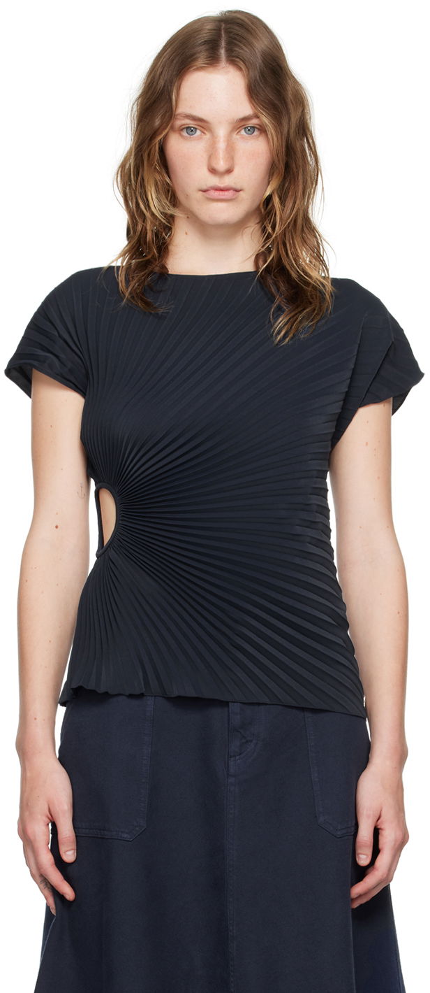 Tričko KENZO Navy Paris Sun-Ray Pleats T-Shirt Čierna | FE62TO2139FO, 0