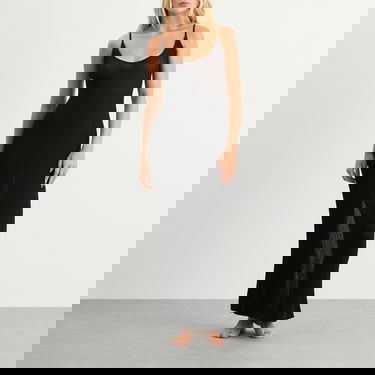 Šaty SKIMS SKIMS Sheer Knit Midi Dress, Size Large Čierna | DS-DRS-8175W-ONX, 2