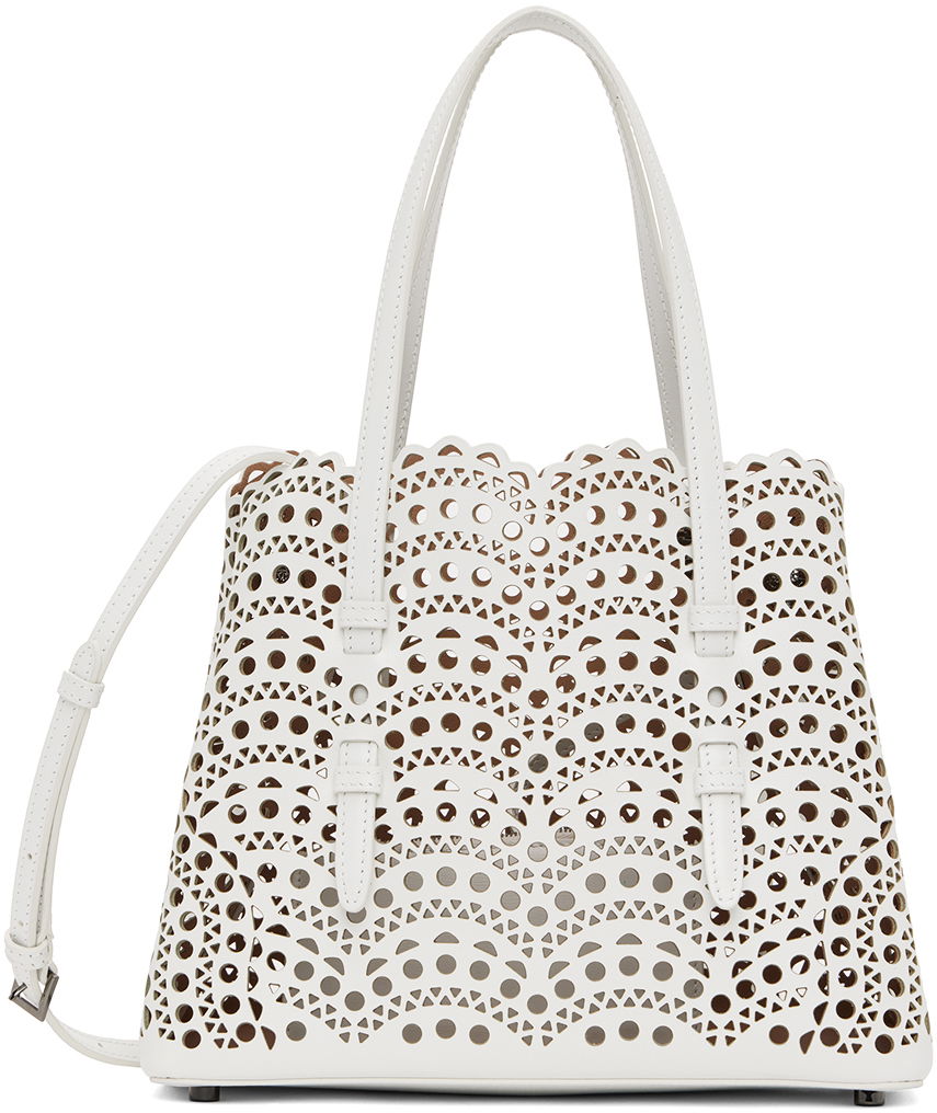Tote bag Alaïa Laser-Cut Leather Tote Bag Biela | AA1S06725C0A44, 0