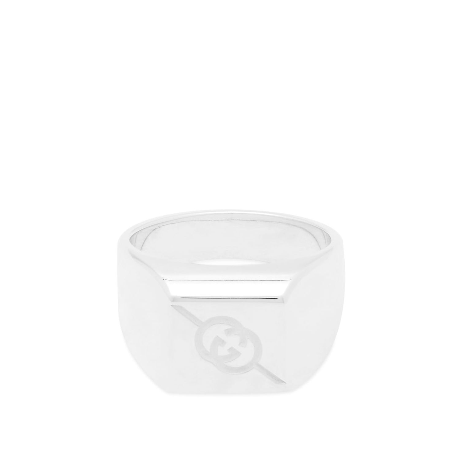 Prsteň Gucci Tag Square With Interlocking G Logo Signet Ring "Sterling Silver" Metalická | YBC774046001, 0