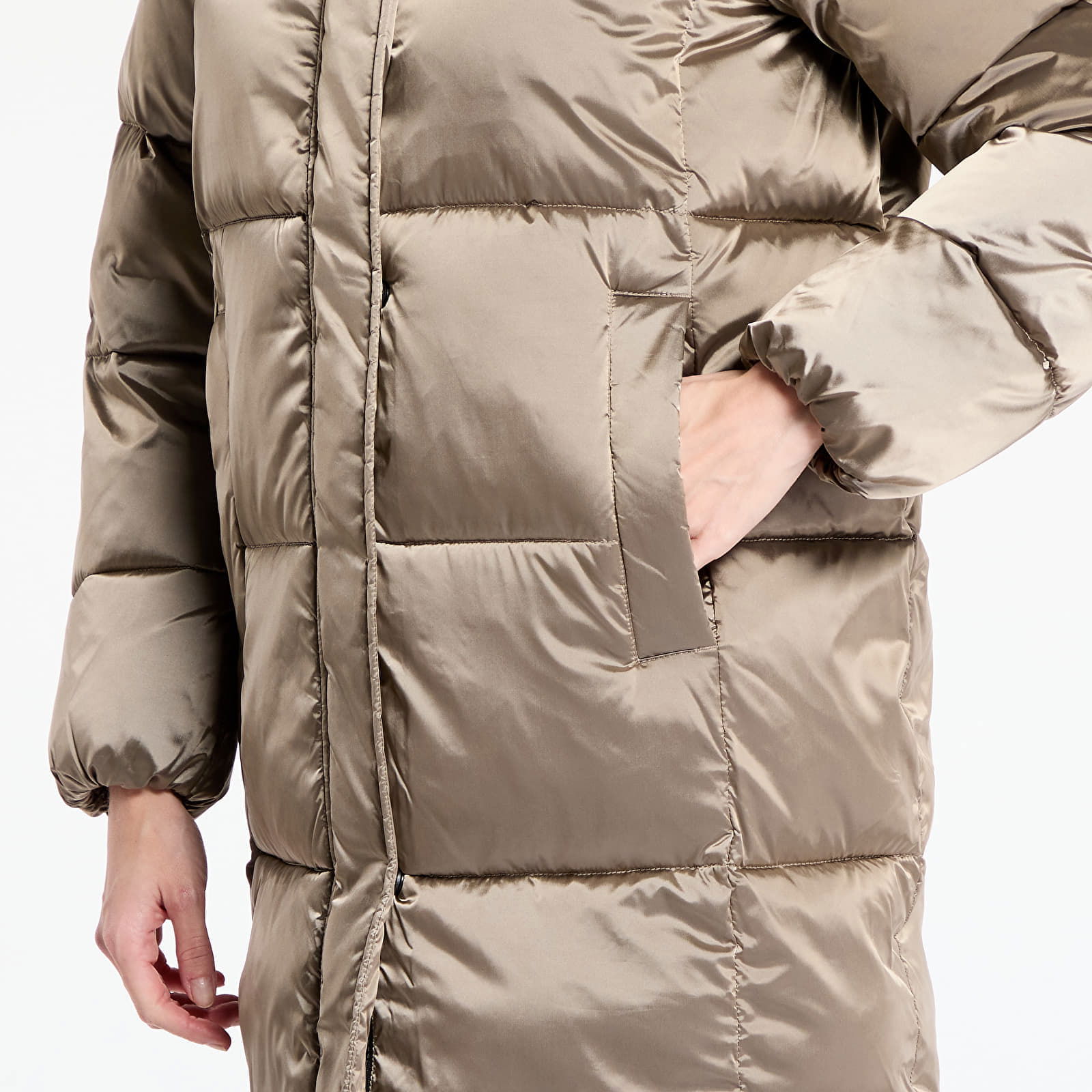 Shiny Satin Puffer Coat Brindle