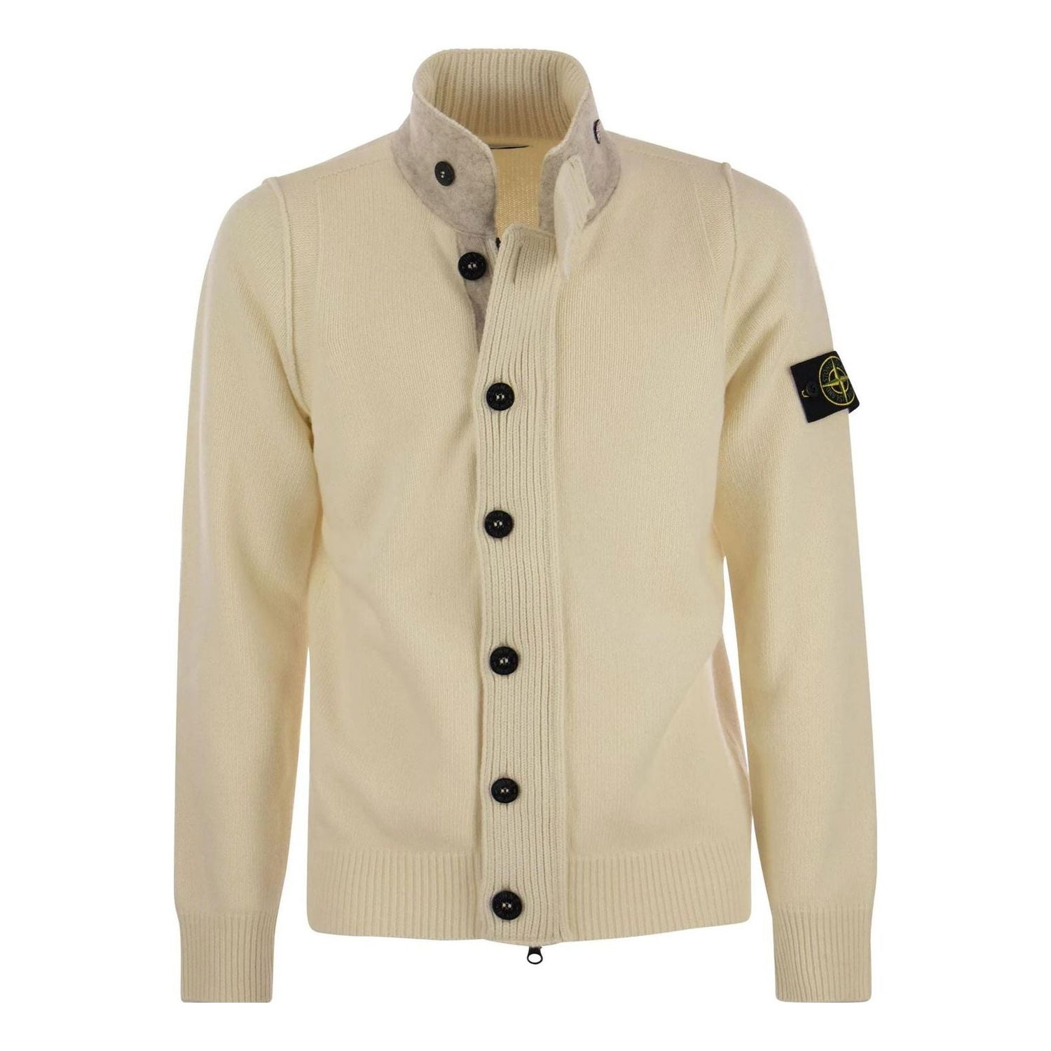 Sveter Stone Island High Neck Logo Patch Cardigan Béžová | 7915547A3-V0099, 0