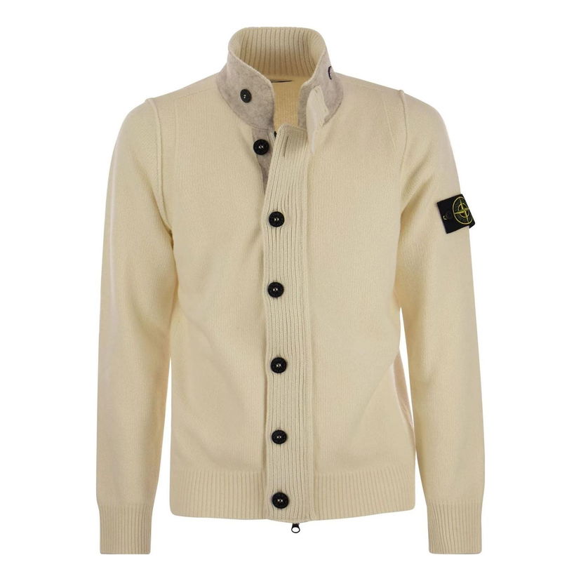 Sveter Stone Island High Neck Logo Patch Cardigan Béžová | 7915547A3-V0099