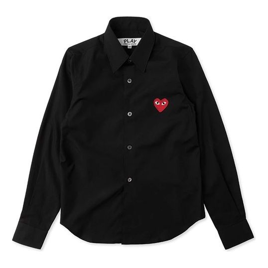 Košeľa Comme des Garçons COMME des GARCONS PLAY Long Sleeve Shirt with Red Heart Emblem Čierna | AZ-B001-051-1