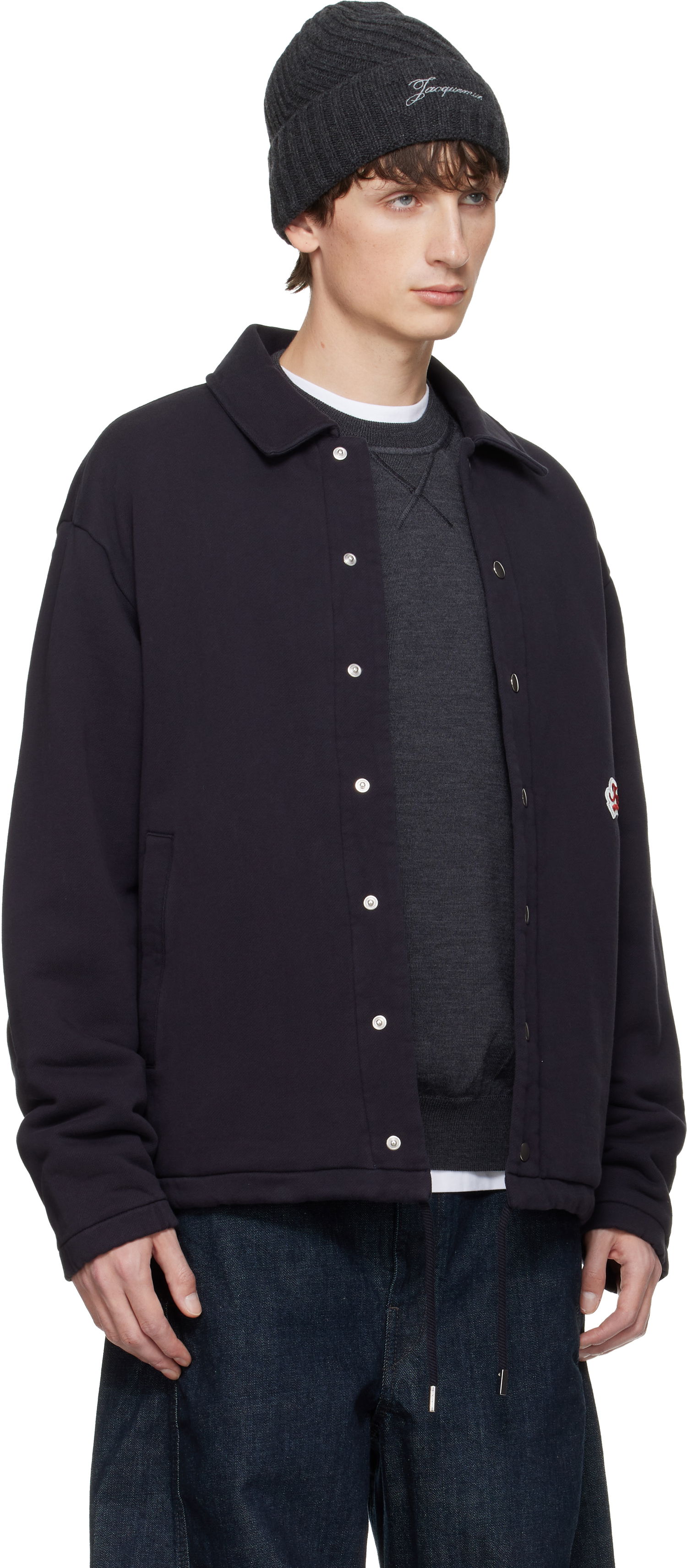 Bunda Jacquemus The Gio Collared Snap-Button Overshirt Navy | 25HCDM00574AJ00126, 1