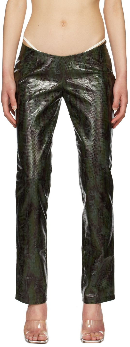 Nohavice Miaou Miaou Rex Faux-Leather Pants Zelené | 1021-CL-FPY-PU, 0