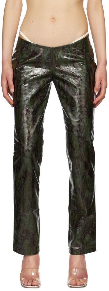 Nohavice Miaou Miaou Rex Faux-Leather Pants Zelené | 1021-CL-FPY-PU, 0