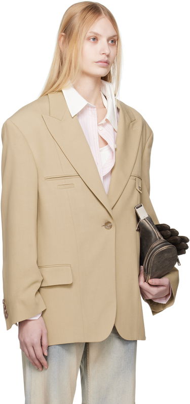 Kabáty Acne Studios Acne Studios Relaxed Fit Blazer Béžová | AH0302-, 1