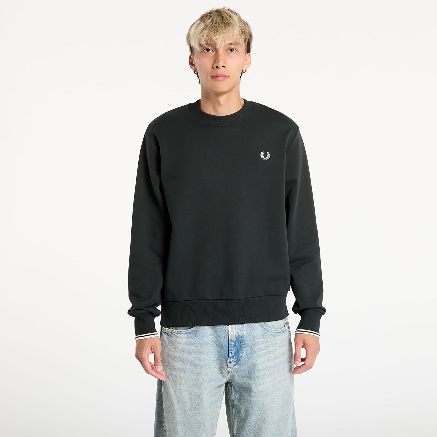 Mikina Fred Perry Fred Perry Crew Neck Sweatshirt Čierna | M7535 T50, 0