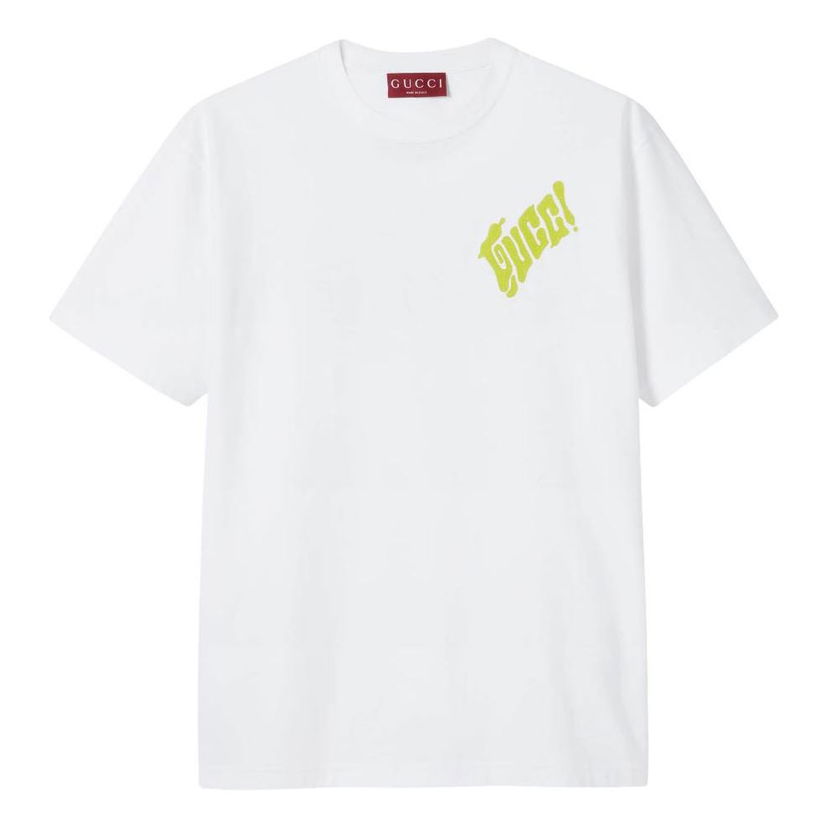 Tričko Gucci Gucci Logo Cotton Jersey T-Shirt Biela | 796395-XJHDC-9007