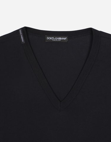 Tričko Dolce & Gabbana T-shirt Aus Baumwolle Čierna | G8KG0TFU7EQB0665, 3